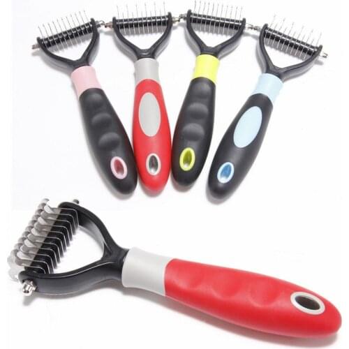 Pet Fur Knot Cutter Remove Rake Grooming Shedding Brush Comb Rake Dog Cat