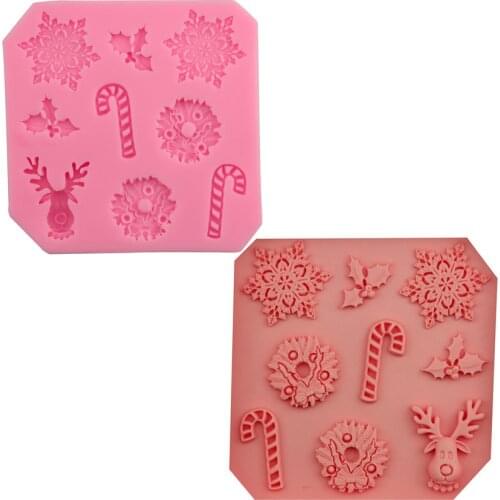 Christmas series crutches elk snowflake cake mold chocolate sugar baking silicone mold hand DIY tools