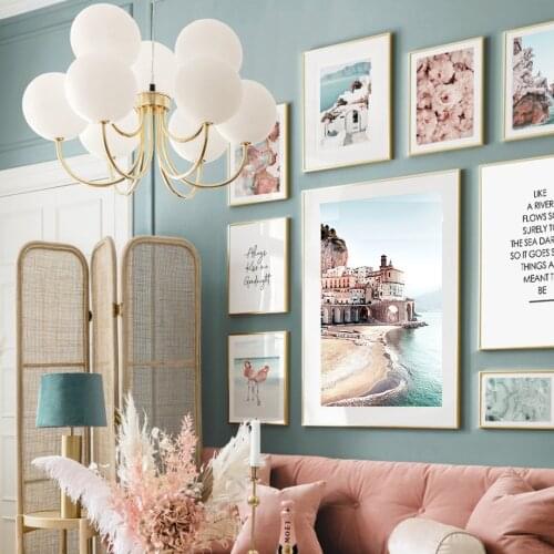 Nordic Summer Nature Landscape Wall Art Flowers Poster Coast Arch Canvas Painting Flamingo Animal Prints Living Room Decor