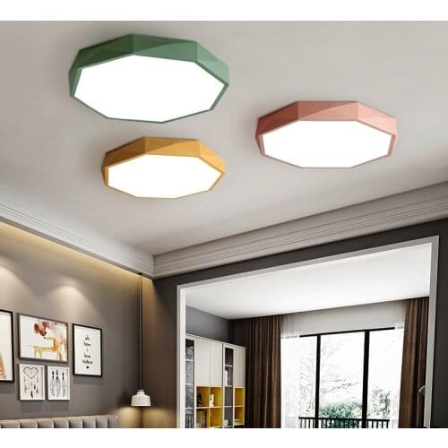Nordic Octagon Macaron Ceiling Lamp Modern Colorful Light for Childrens Room Living Room Bedroom Simple Indoor Decor LED Lamps