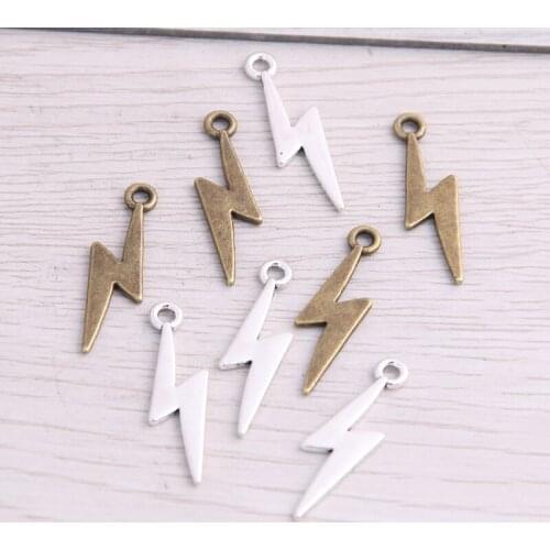 SWEET BELL 70pcs 8*28mm Metal Alloy Two Color Small Lightning Charms Pendants For Jewelry Making DIY Handmade Craft
