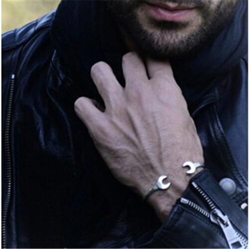 Vintage Rock Stainless Steel Tools motorcycle Mechanic Bracelet Men Open Cuff Bracelets Bangles Women Male Jewelry pulseiras