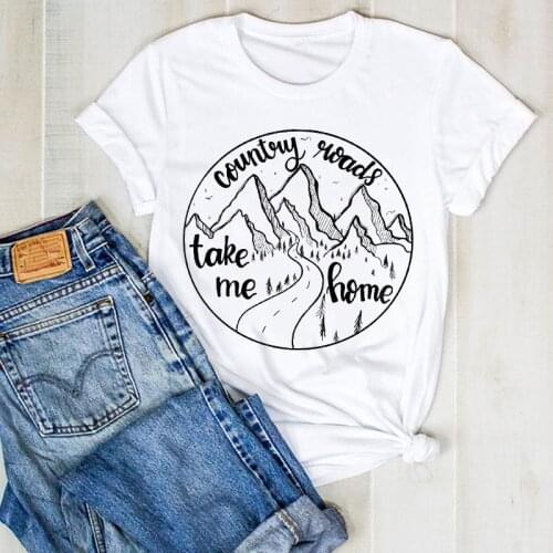 Women Lady Country Road Mountain Cute Ladies Cute Fashion Summer T Tee Tshirt Womens Female Top Shirt Clothes Graphic T-shirt