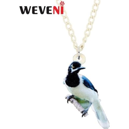 WEVENI Acrylic White-Tailed Jay Bird Necklace Pendant Choker Novelty Bird Jewelry Women Girl Party Festival Decoration Gift 2019