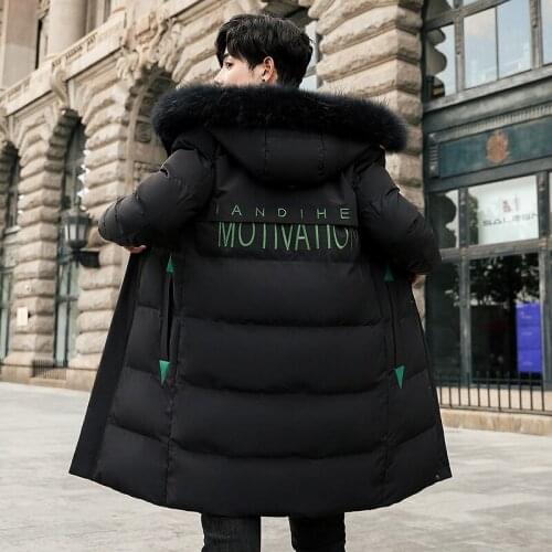 Winter long mens Korean version of handsome hooded down jacket