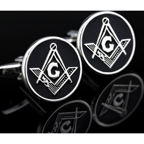 1 Pair High Quality Letter Masonic Cufflink Round Cufflinks Bussiness Mature Men Suit Shirt Sleeve Cuff Button Collar Pin Gift
