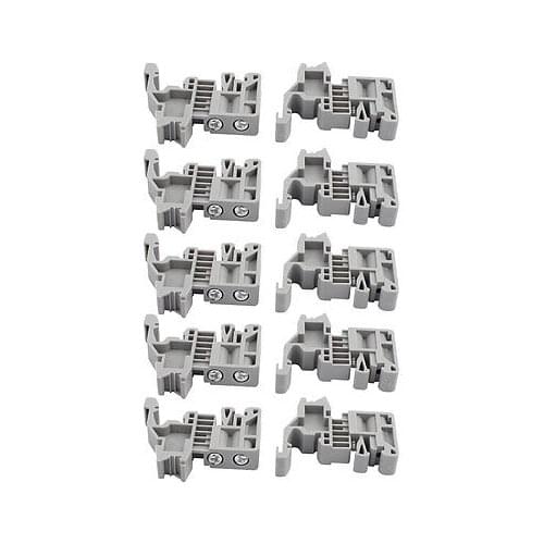 10 Pcs E/UK 35mm Din DIN Rail End Screw Clamp Terminal Fixed Block Gray