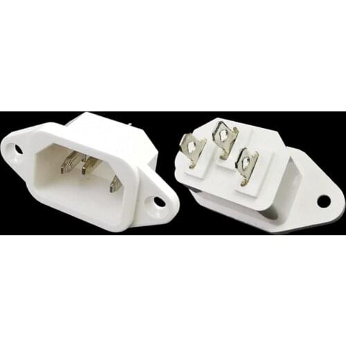 10pcs/lot IEC320 C14 AC Power Socket Nylon + Copper Male 3Pin Chassis Panel Mount Power Inlet Socket Connector 250V/10A