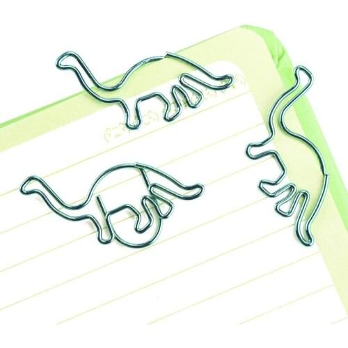 10pcs Green Dinosaur Paper Clip Animal Shape Paperclips Bookmark Decorative Kawaii Metal Clip Photo Memo Clips Office Binding