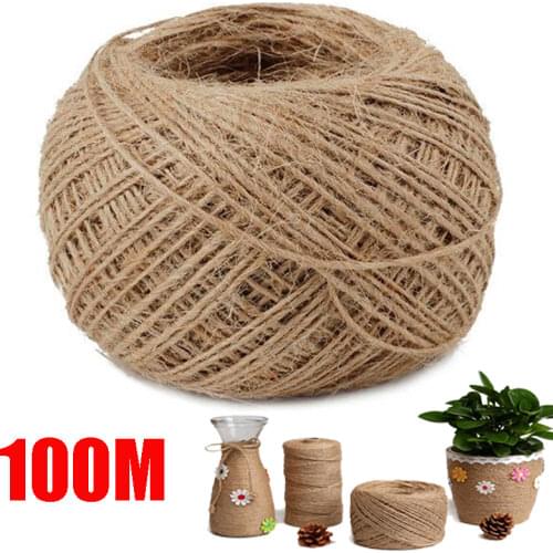 100m/roll Natural Burlap Hessian Jute Twine Cord Hemp Rope String for Diy Scrapbooking Florists Wedding Jewelry Making Cord