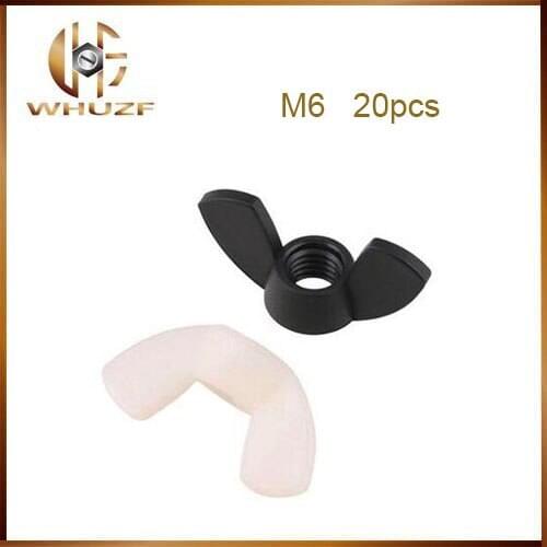 20Pcs M4 M5 M6 M8 DIN315 Hand Tighten Black And White Nylon Nut Wingnut Butterfly Nut Ingot Plastic Wing Nuts