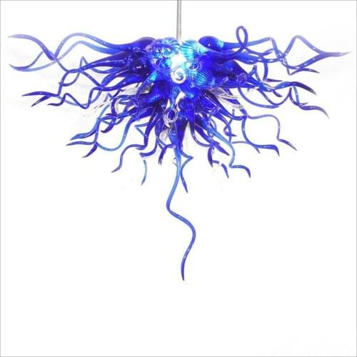 2019 Cheap Blue Blown Glass Chandelier High Ceiling Decorative Hand Blown Glass Chandelier for Hotel Home Art Decoration