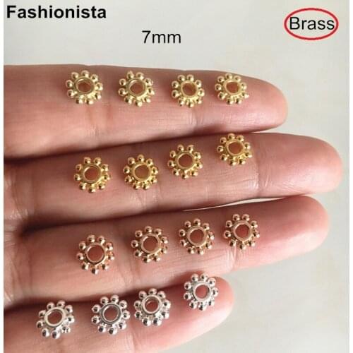 30 pcs - Brass Beads For Bracelet Earrings Necklace DIY 7mm Spacer Beads Flower Shape Metal Beads Jewelry Project Supplies-M