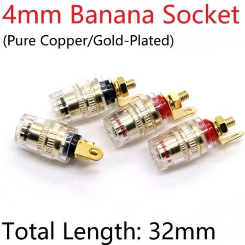 4mm Wire Binding Post Copper Banana Socket Plugs Power Amplifier Speaker Terminal Crystal Splice Cable Adapter Jack Connector