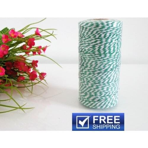 5 Spools (110yard/spool) Christmas Packaging Striped White and Kelly Green Cotton Bakers Twine-Pick Colors-12 ply Cords String