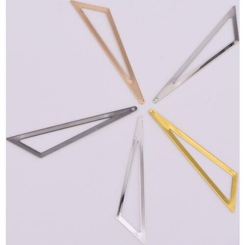 59 * 12.5mm hollow geometric oblique triangle earrings pendant necklace pendant simple style diy copper jewelry accessories