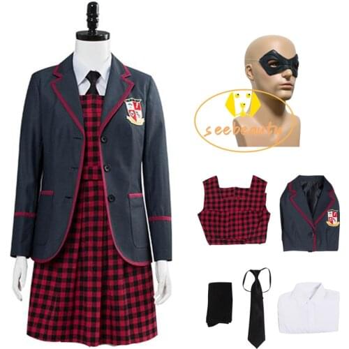 6 PCS Umbrella Academy Cosplay School Uniform Vanya Allison Cosplay Costume Halloween Carnival Party Suits for Women Skirt Set
