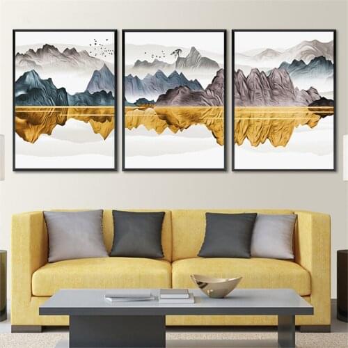 Abstract Multi Colors Blue Yellow Canvas Print Paintings Wall Art Picture Poster for Living Room Office Home Decoration No Frame