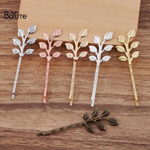 BoYuTe (30 Pieces/Lot) 19*37MM Metal Brass Leaf Hairpin Factory Supply DIY Retro Hair Accessories Materials