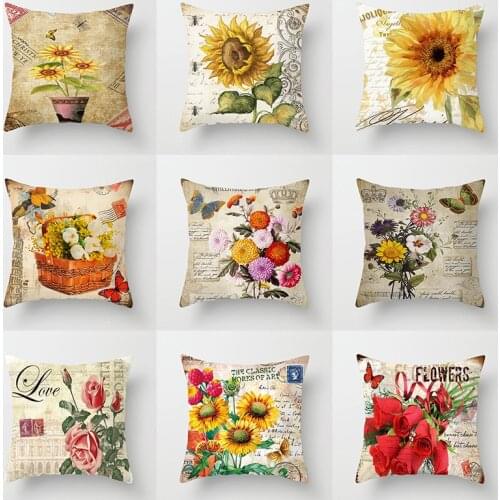Pillowcase Sofa Pillow Cover Sunflower Decorative Bed Pillow Case Home Decor Cute Cushion Cover 45*45cm
