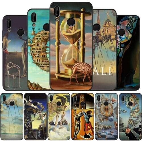 Salvador Dali Art Black Silicone Soft Phone Case For Huawei 40 30 20 10 9 Lite Pro P smart 2019 Y6 Y6 Prime2019 Y9 2018