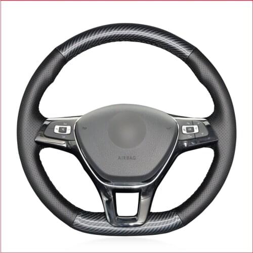 Black PU Carbon Fiber Steering Wheel Cover for Volkswagen VW Golf 7 Mk7 New Polo Jetta Passat B8 Tiguan Sharan