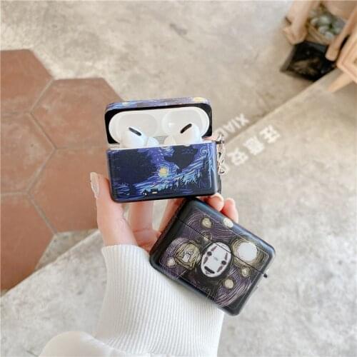 Totoro Van Gogh starry sky painting cases for Airpods 2 Pro cartoon cover bluetooth wireless earphone charging box air case pod
