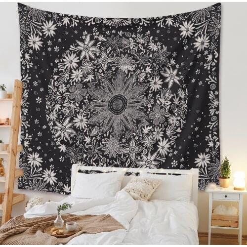 Cilected Black And White Floral Tapestry Bedroom Home Wall Decoration Tapestry Wall Hanging Art Wall Covering Background Cloth