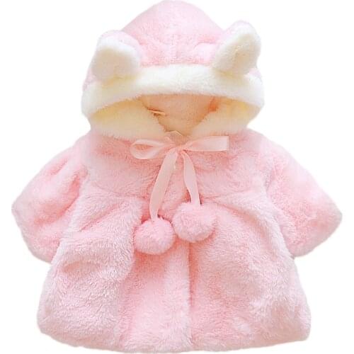 Baby Girl Clothes Cute Rabbit Ears Plush Princess Girls Coat Autumn Winter Warm Hooded Infants Jacket Children Christmas Outwear