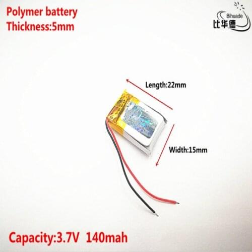 Good Qulity 3.7V,140mAH,501522 Polymer lithium ion / Li-ion battery for TOY,POWER BANK,GPS,mp3,mp4