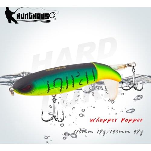 Hunthouse Whopper Plopper Topwater Fishing Lure Soft Rotating Tail 90mm 130mm ABS Material For Sea Freshwater Fishing