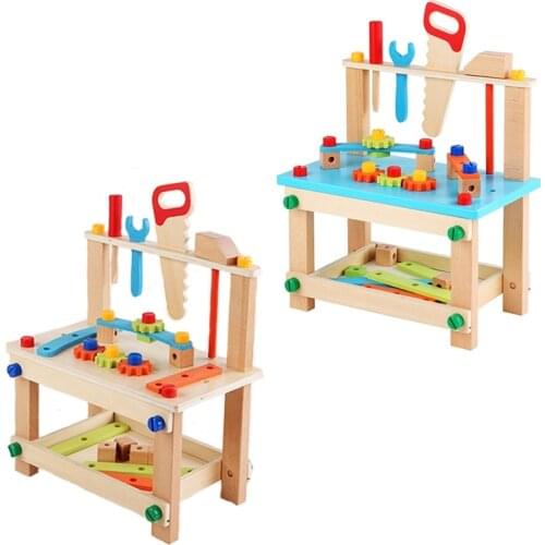 Wooden Pretend Toy Children Versatile Assembly Building Block Simulation Disassembly Tool Desk Chair Screw Nut Toy