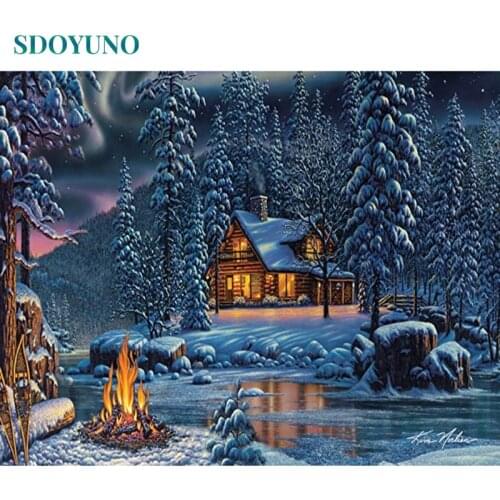 SDOYUNO DIY Painting By Numbers Kits 60x75cm Paint By Numbers On Canvas Landscape Frameless Scenery Hand Painting Home Decor
