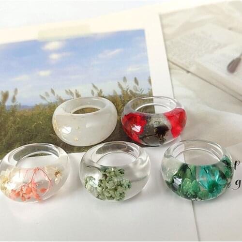 Ring Beautiful DIY Dried Flowers Colorful Resin Ring Novelty Clear Classic Flowers Plants Inside Engagement Ring Finger Decor