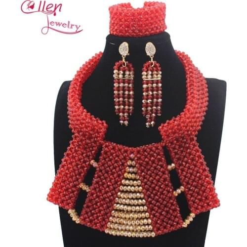 African Beads Jewelry Set Crystal Beads Necklace Set Nigerian Wedding African Jewelry Set Crystal Jewelry Set W13961