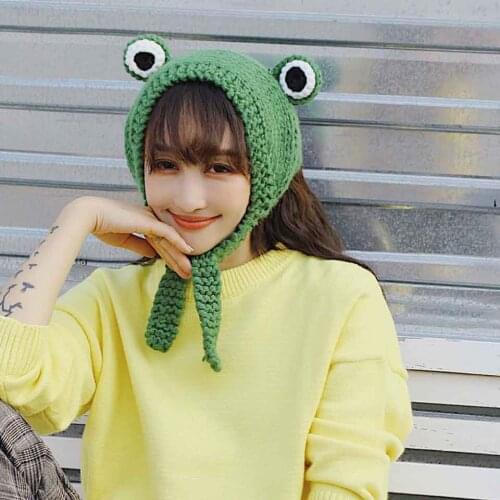 Warm Winter Lovely Frog Hat Beanies Knitted Winter Hat Solid Hip-hop Skullies Knitted Hat Cap Costume Christmas Accessory Gifts