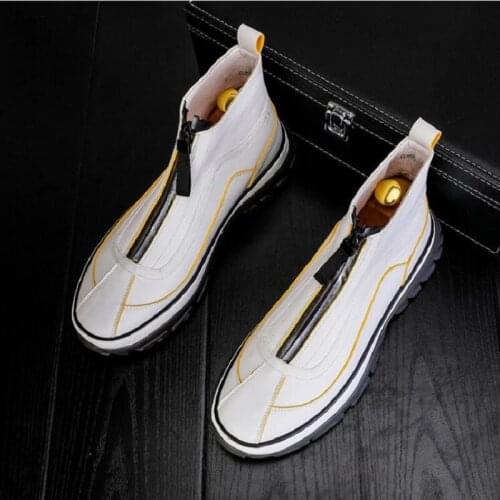 Brand New Zip Men Ankle Boots Leather Zipper Thick-Soled Heighten Shoes High Tops Hip Hop Zapatillas Hombre 1A47