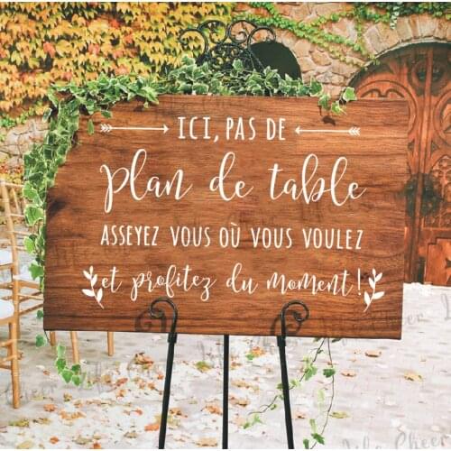 Wedding Party Sign Decor Plan de table Sign Texts Vinyl Decals Custom Wedding Texts Sign Sticker French Plan De Table Sign Art