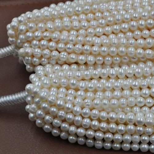 6-7mm natural white near round cultured freshwater pearl loose string free shipping