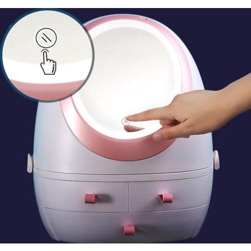 New ladies USB rechargeable cosmetic storage drawer lipstick organizer jewelry organizer LED light cosmetic storage box