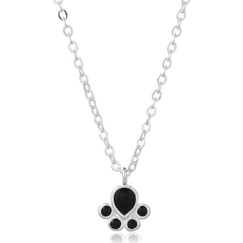 925 Sterling Silver Necklace Pendant For Women Cat paw Bear paw print pendant Trendy Adjustable Chain Choker Girls Gift Jewelry