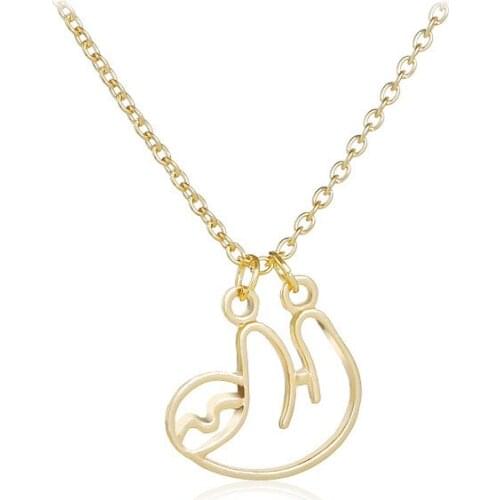 5 Cute animal hollow fun little sloth pendant necklace geometric Origami monkey sloth Nice Gift for Friendsy necklace jewelry