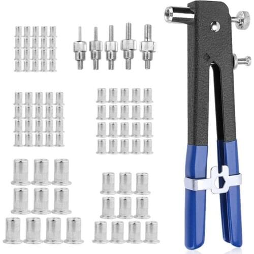 6/86pcs Blind Rivet Gun Heavy Duty Nut Threaded Insert Hand Riveting Kit M3-M8 Rivet Nuts Nail Gun Household Repair Tools
