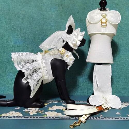 Dog wedding harness dress dog dress white dog dress cat clothes pet clothes puppy clothes chihuahua dog dresses for small dogs