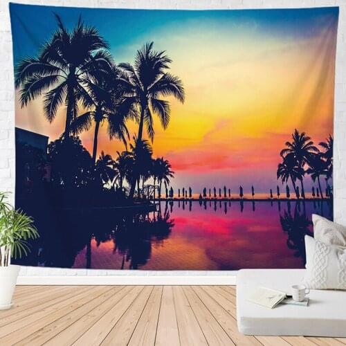 Palm tree beach tapestry sea sun scenery wall hanging carpet trippy tapestry wall blanket dorm decor