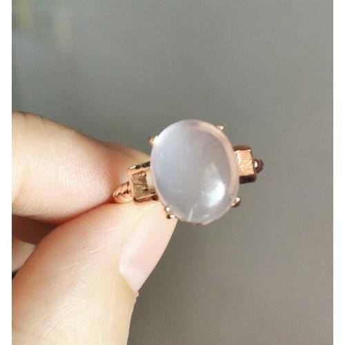 Genuine Star Light Natural Rose Quartz Rings Healing Crystal Gemstone Fashion Women Lady Ring Adjustable Size