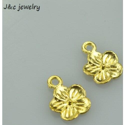 50 pcs free shipping Gold color charms diy metal flower pendant for necklace&bracelets jewelry making 15*11 mm Q133