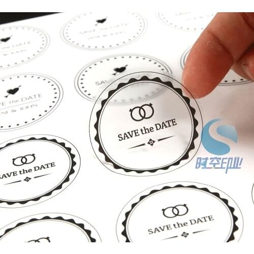 40mm(1.57inches) Custom name Transparent stikcer ,luxury self adhesive Vinyl stickers for glasses bottle 500pcs/lot