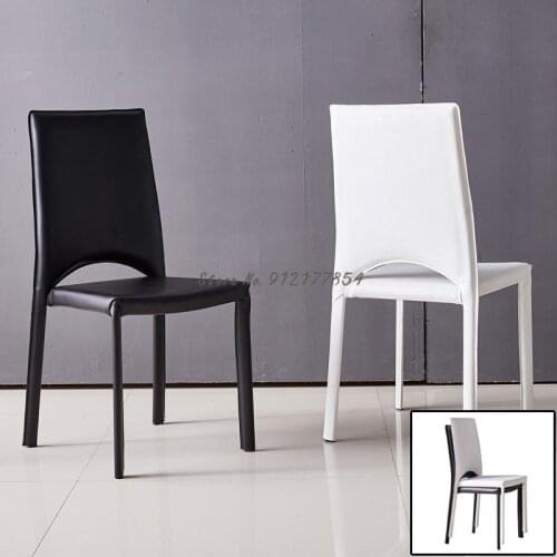 Nordic minimalist modern backrest chair home dining chair stackable office chair black and white stool restaurant hotel chair