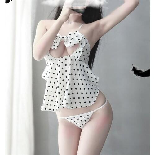 Sexy Night gowns and G-string sets Women wedding Sleep wear Sexy backless Ultra-thin Deep v-neck New fashion White Night dress